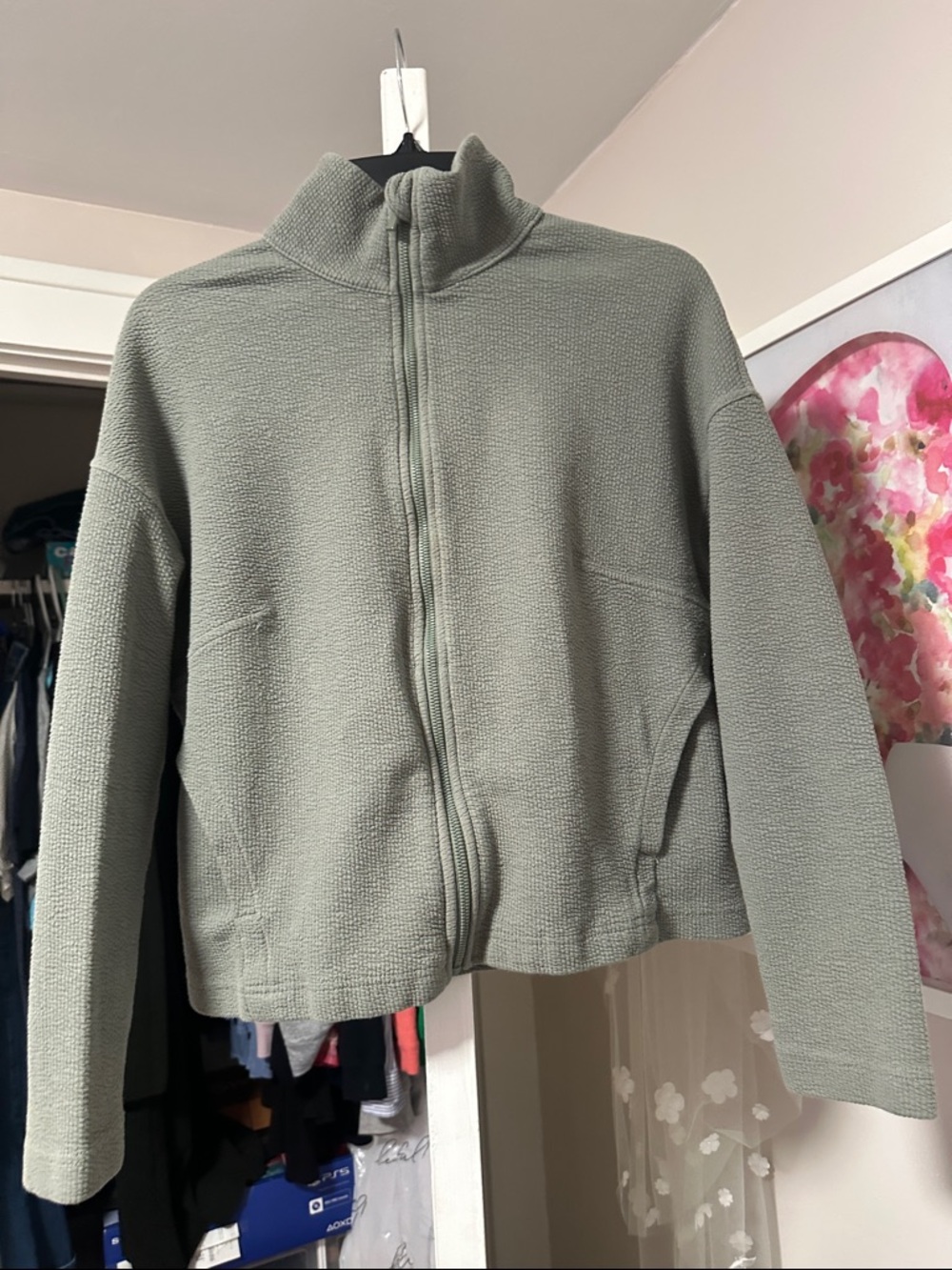 90 Degree By Reflex Sage Green Full-Zip Bomber Jacket